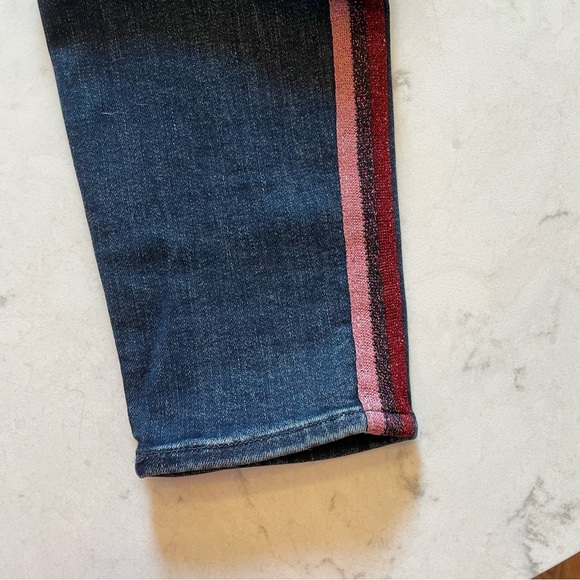 Mother 💙 High Waisted Looker Skinny Jean Here Kitty Kitty Glitter Racer Size 27 - Picture 10 of 11